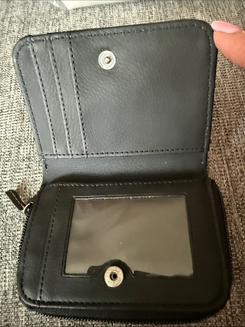 Black Pebbled Leather Zip Wallet - Picture 3 of 5